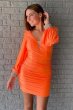Orange Ruched Tight Homecoming Dress E202283055