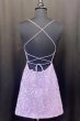 Sheath Spaghetti Straps Purple Short Homecoming Dress E202283042