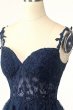 Navy Spaghetti Straps Short Homecoming Dress with Appliques E202283020