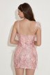 Blush Sequined V-Neck Homecoming Dress With Feathers E202283016