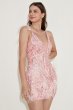 Blush Sequined V-Neck Homecoming Dress With Feathers E202283016