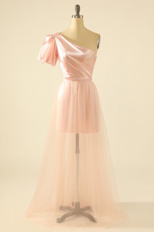 Blush One Shoulder Detachable Homecoming Dress E202283025