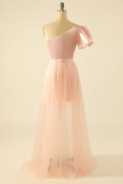 A Line Halter Pink Homecoming Dress with Open Back E202283808