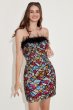 Colorful Strapless Cocktail Dress with Feathers E202283061