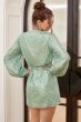 Green Wrap Style Homecoming Dress with Long Sleeves E202283814