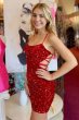 Sheath Spaghetti Straps Red Sequins Short Homecoming Dress with Criss Cross Back E202283451