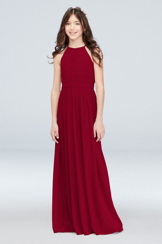 Chiffon High-Neck Pleated Junior Bridesmaid Dress JB9890