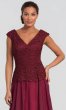 Lace-Bodice Burgundy Red Long MOB Dress AL-27232
