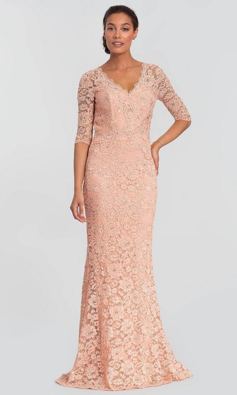 Long Lace Mother-of-the-Bride Dress with Sleeves AL-27241