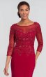 Embroidered-Bodice Garnet Red Long MOB Dress AL-27257