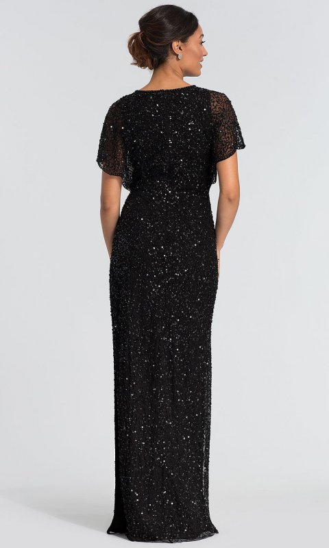 Sequin-Beaded Long Black MOB Dress AP-AP1E202168-B