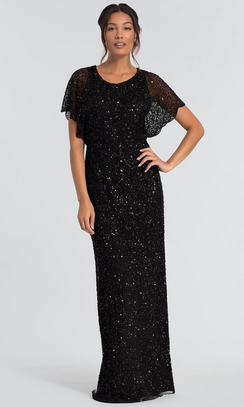 Sequin-Beaded Long Black MOB Dress AP-AP1E202168-B