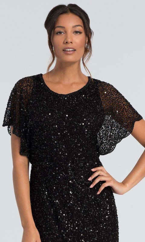 Sequin-Beaded Long Black MOB Dress AP-AP1E202168-B