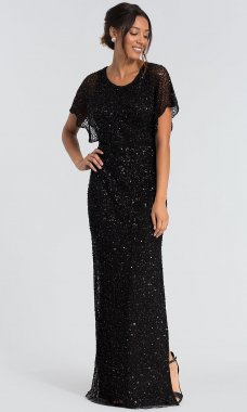 Sequin-Beaded Long Black MOB Dress AP-AP1E202168-B