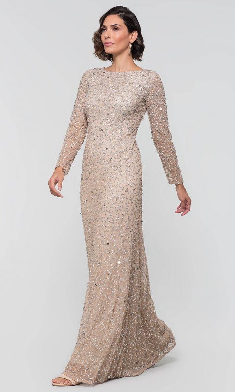 Long-Sleeve MOB Champagne Dress AP-AP1E205028-C