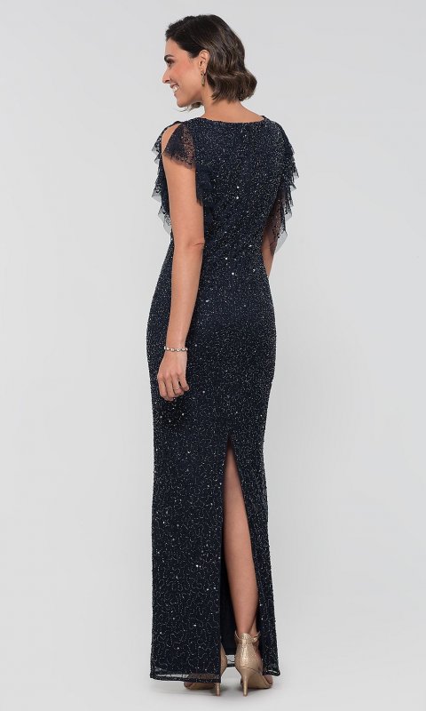 Midnight Blue Long Sequin MOB Dress AP-AP1E205387-M