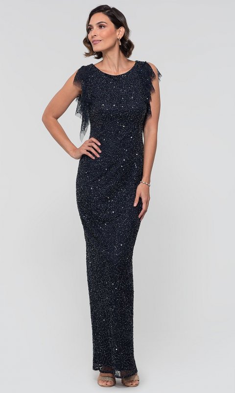 Midnight Blue Long Sequin MOB Dress AP-AP1E205387-M