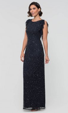 Midnight Blue Long Sequin MOB Dress AP-AP1E205387-M