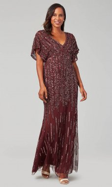 Beaded and Sequined Long Red MOB Dress AP-AP1E206494-DB