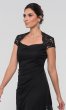 Long Black Lace-Cap-Sleeve MOB Dress AX-1122068