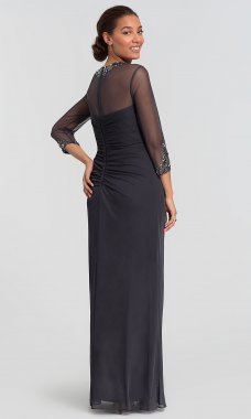 Long Charcoal MOB Dress with Sleeves by AX-132881