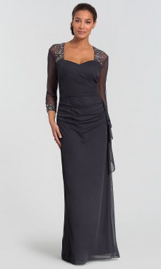 Long Charcoal MOB Dress with Sleeves by AX-132881