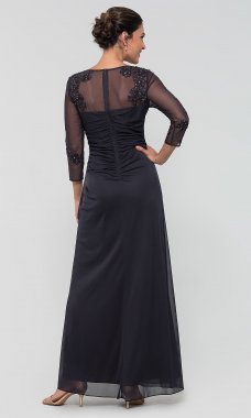 Long Charcoal MOB Dress with Sleeves AX-132906