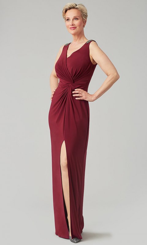 Long Sleeveless V-Neck Mother-of-the-Bride Dress AX-81351490