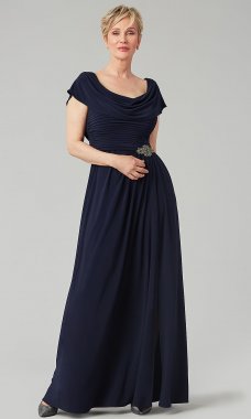 Long Mother-of-the-Bride Dress with Cowl Neck AX-81351491