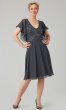 Short Formal Grey Mother-of-the-Bride Shift Dress JKA-3963