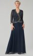 Chiffon Long Beaded-Bodice MOB Dress with Sleeves JKA-5108