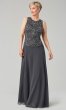 Drop-Waist Long Grey Mother-of-the-Bride Dress JKA-5160