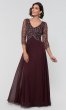 Long MOB Dress with Beaded Three-Quarter Sleeves JKA-5211