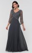 Long MOB Dress with Beaded Three-Quarter Sleeves JKA-5211