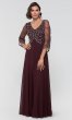 Long MOB Dress with Beaded Three-Quarter Sleeves JKA-5211