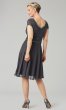 Beaded-Bodice Short-Sleeve Knee-Length MOB Dress JKA-5241