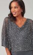 Grey Long Chiffon Cowl-Neck MOB Dress with Sequin Cape JKA-5348