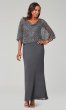 Grey Long Chiffon Cowl-Neck MOB Dress with Sequin Cape JKA-5348