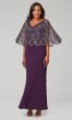 Mother-of-the-Bride Long Dress with Sequined Cape JKA-5409