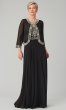 Beaded-Bodice Long Chiffon MOB Dress with Jacket JKA-5461