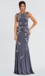 Long Jersey MOB Dress with Floral Beading JO-42296