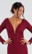 Long-Sleeve Burgundy Red Lace MOB Dress by JO-50026