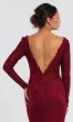 Long-Sleeve Burgundy Red Lace MOB Dress by JO-50026