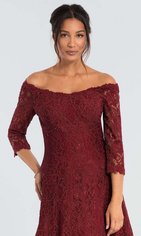 Burgundy Red Lace Mother-of-the-Bride Dress JO-52145