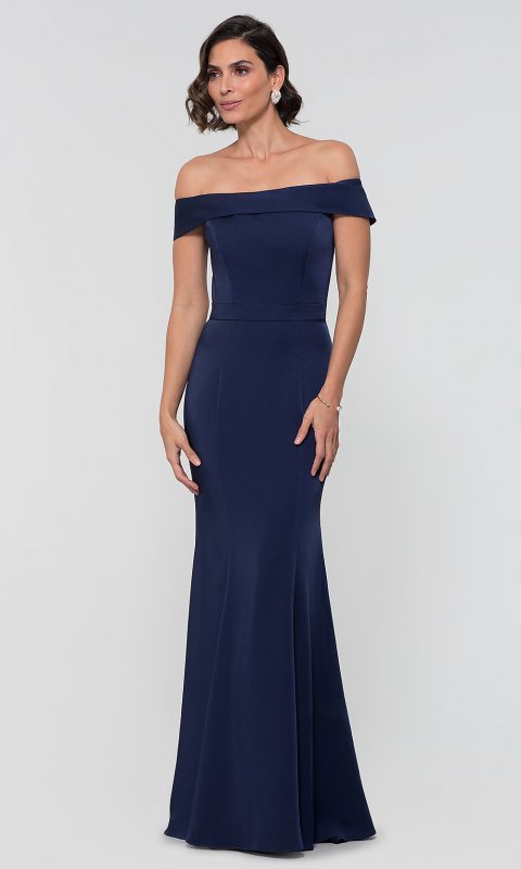 Long Off-the-Shoulder Satin MOB Dress KL-200016m