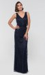 V-Neck Blouson-Bodice Long MOB Dress KL-200091m