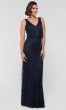 V-Neck Blouson-Bodice Long MOB Dress KL-200091m