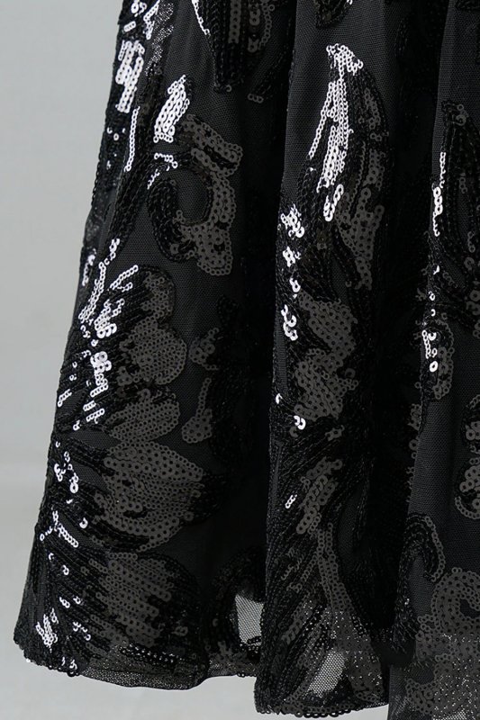 Glitter Black Lace Sequins Homecoming Dress E202283193