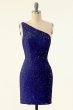 Purple One Shoulder Sequins Homecoming Dress E202283195