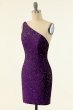 Purple One Shoulder Sequins Homecoming Dress E202283195